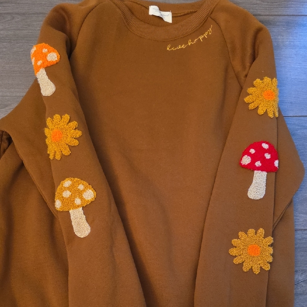 Simply Southern Brown Crewneck Sweater with Embroidery - Picture 3 of 5